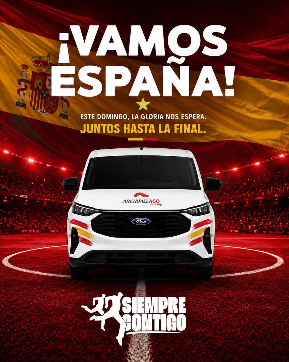 ARenting's tweet photo. Hoy toca creer, animar y empujar juntos hasta el final.
En Archipiélago Renting, siempre contigo.
¡Vamos España! 🇪🇸
#SiempreContigo #VamosEspaña #ArchipiélagoRenting https://t.co/74IVusKBvv