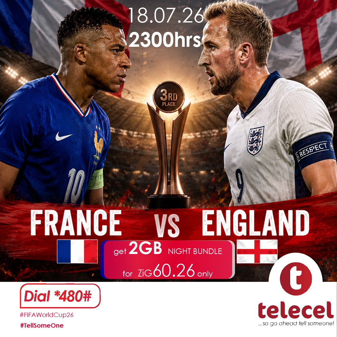 Telecel_Zim's tweet photo. Power your football night with affordable Night Data Bundles! Dial *480# now, stream the action live, and tell us your predicted final score in the comments! Ts and Cs apply.
🇫🇷vs🏴
#StayConnected
#WorldCup
#NightBundle https://t.co/wLq9Anm2IJ