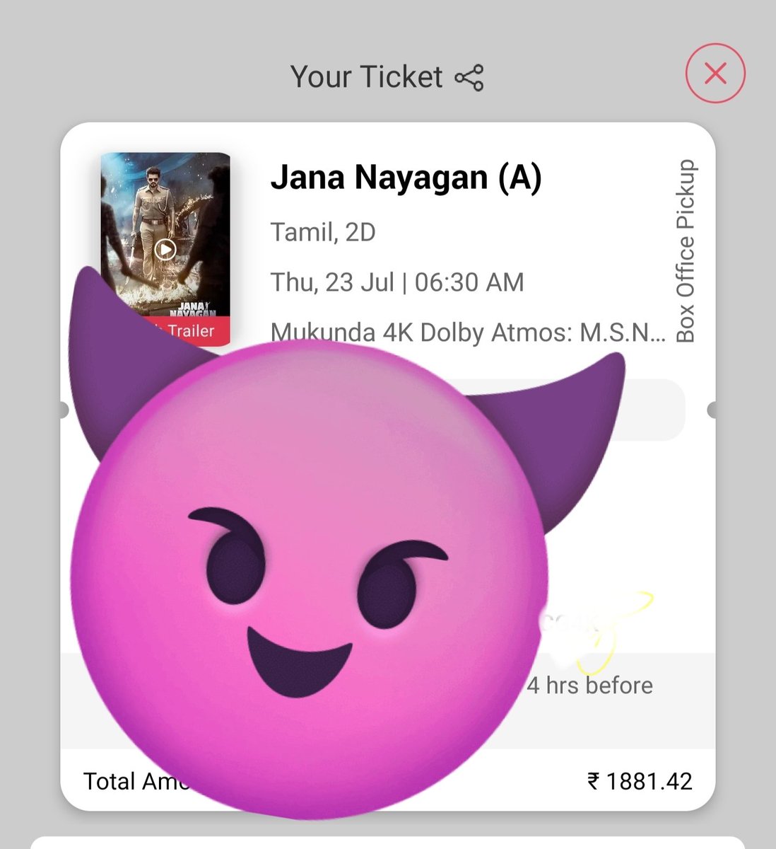 Dane35l's tweet photo. One last time FDFS

#JanaNayagan https://t.co/gG9HM7jCJZ