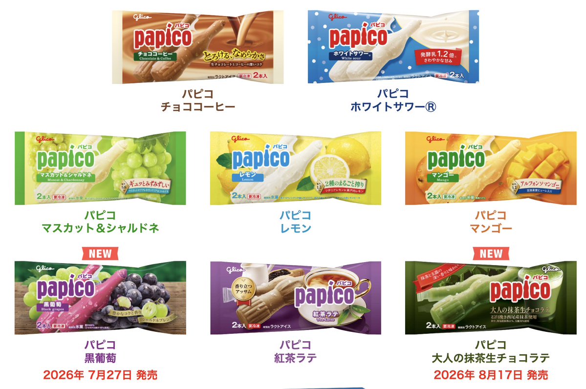 パピコは2種類しかないでしょ？」と勝ち誇ろうと思ったら、パピコも