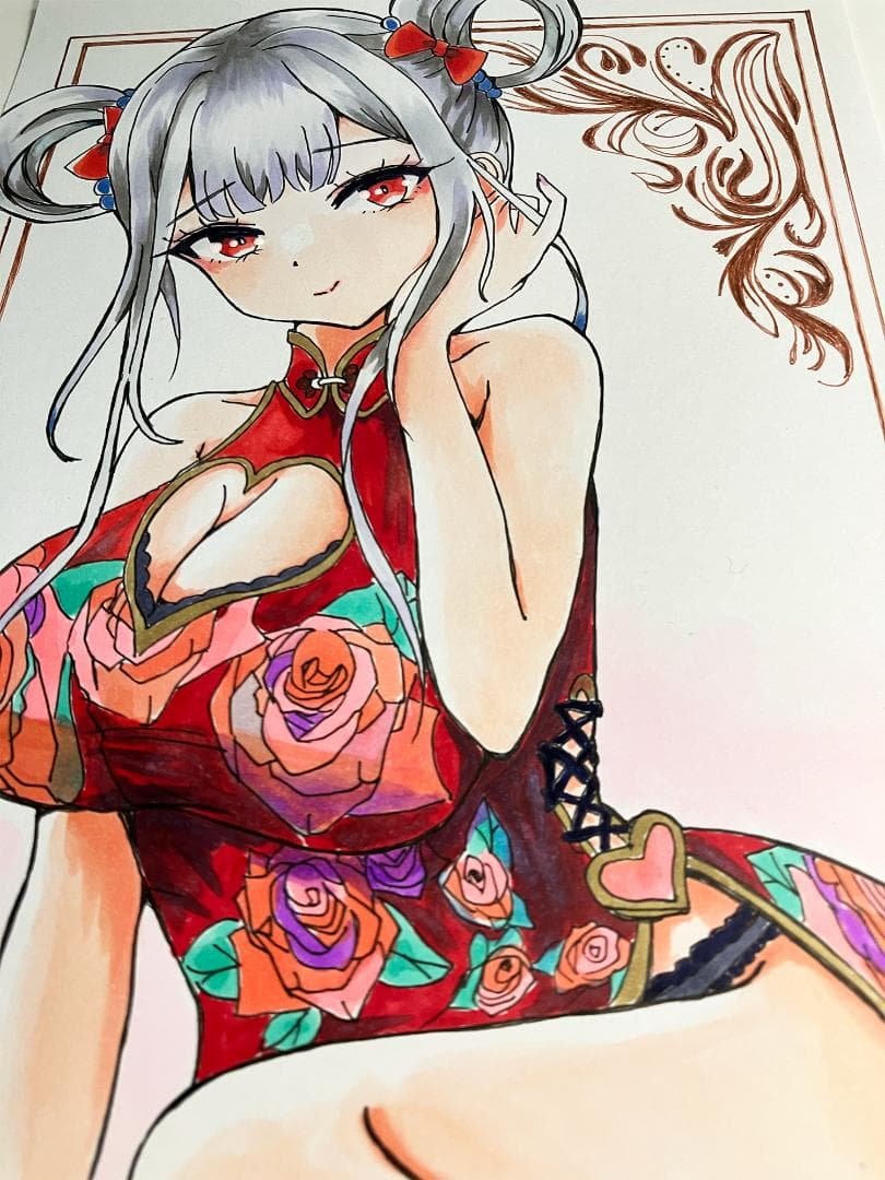 funny_french's tweet photo. チャイナ娘✨
今回は色鉛筆を使わず、
コピックのみで仕上げました✒️
発色が良く、
コピックならではの質感が良い感じ♪
https://t.co/5zcg4SJd13

#イラスト #アナログ原画 https://t.co/8hIvH5gnVG