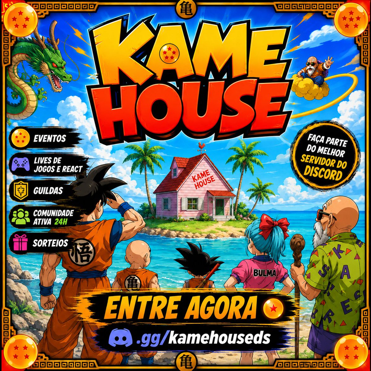 kamehouseds's tweet photo. ESTÁ ESPERANDO O QUÊ PARA FAZER PARTE DA KAME HOUSE?
A nossa casa está de portas abertas! Temos eventos, games, lives de jogos e react, guildas, sorteios e uma comunidade ativa 24h esperando por você! 🎮💥
👉 https://t.co/kkKXNipvyt
#KameHouse #Discord #DragonBall #Comunidade https://t.co/6otbLth639