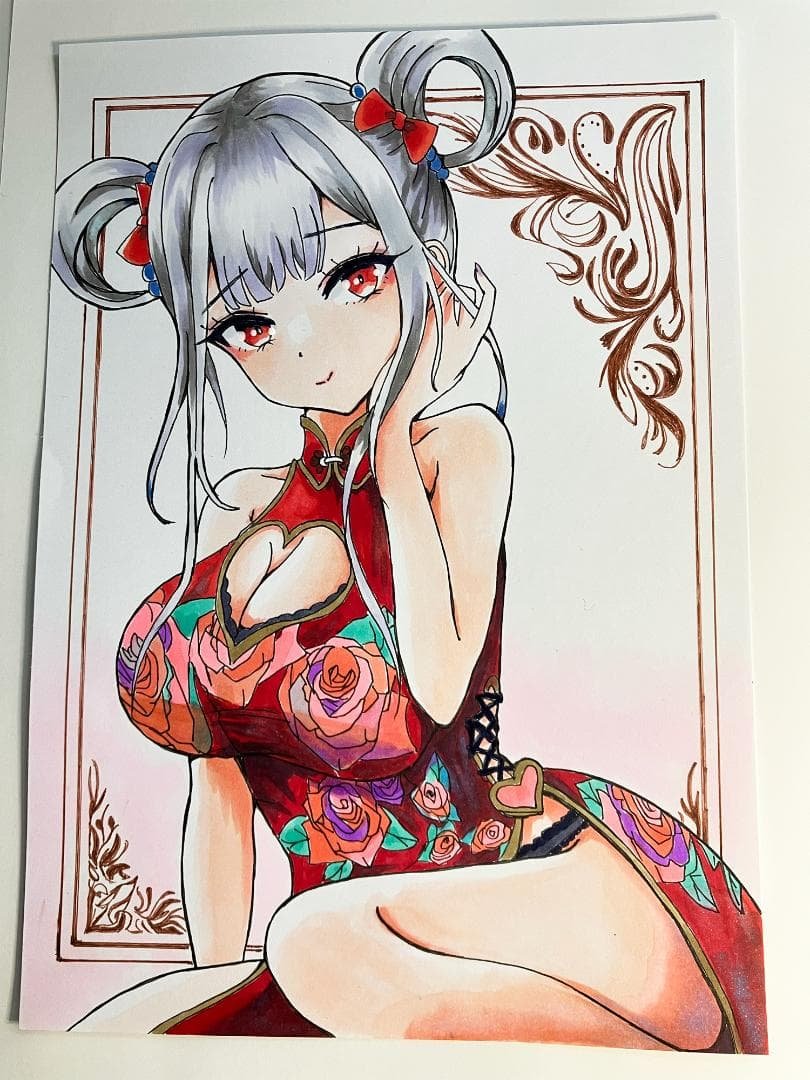 funny_french's tweet photo. チャイナ娘✨
今回は色鉛筆を使わず、
コピックのみで仕上げました✒️
発色が良く、
コピックならではの質感が良い感じ♪
https://t.co/5zcg4SJd13

#イラスト #アナログ原画 https://t.co/8hIvH5gnVG