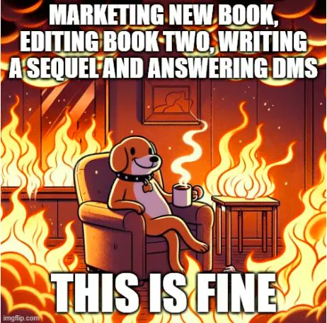 JasPhoenix_Rise's tweet photo. This sums up my life right now, if you replace "Answering DMs" with trying to get a human being at Goodreads to acknowledge the fact that I am the actual author of the book they’ve listed me as the author of. 🤨 And yes, the saga continues. 😵‍💫 https://t.co/VJAjNqTXzw