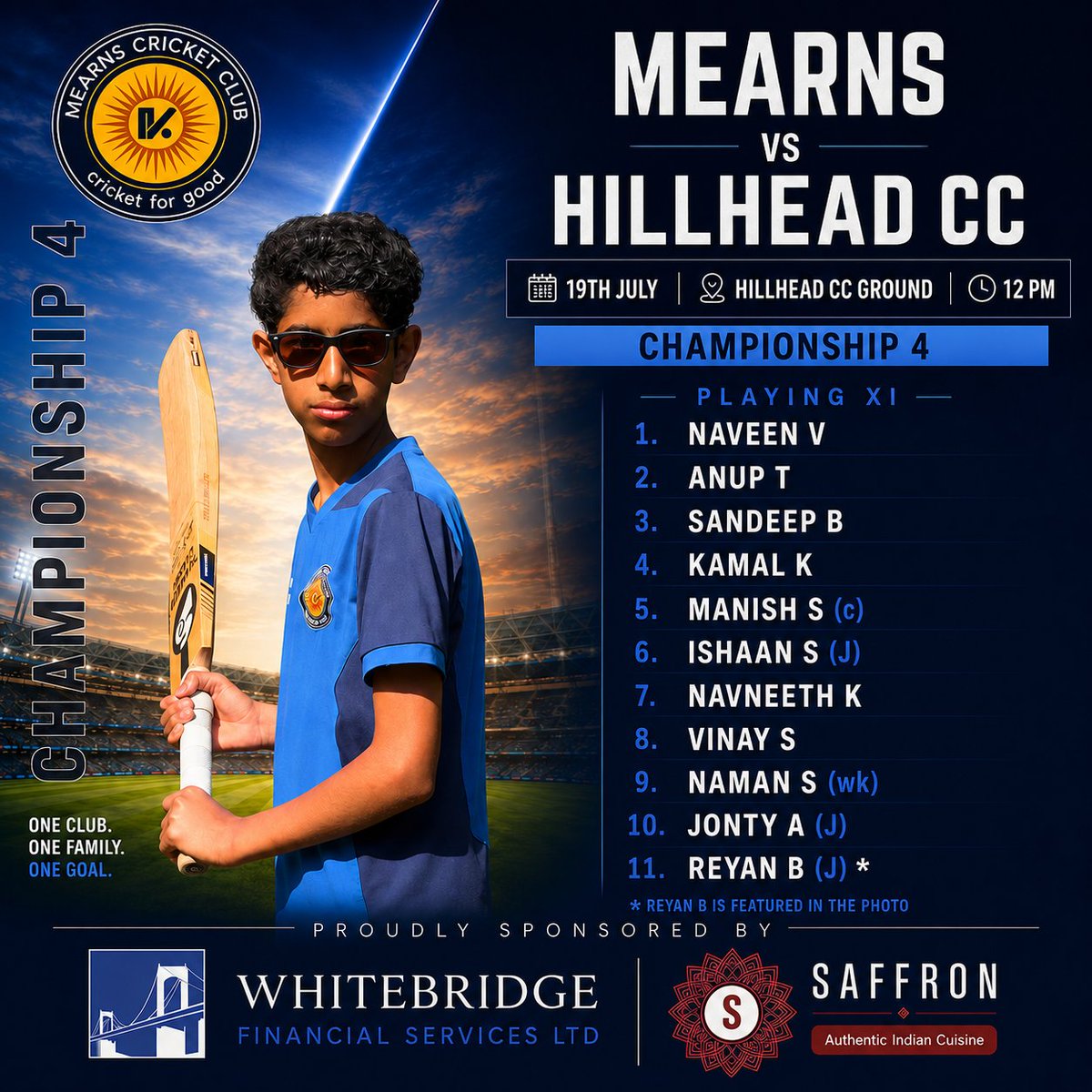 MearnsCricket's tweet photo. π Sunday Team Sheets are out!
A proud milestone for the club as three father-son pairs feature across our two Sunday teams β a brilliant example of the family spirit at the heart of Mearns CC
#MearnsCC #CricketForGood #WDCU @ScottyCricket https://t.co/3PyNa7N9ZL
