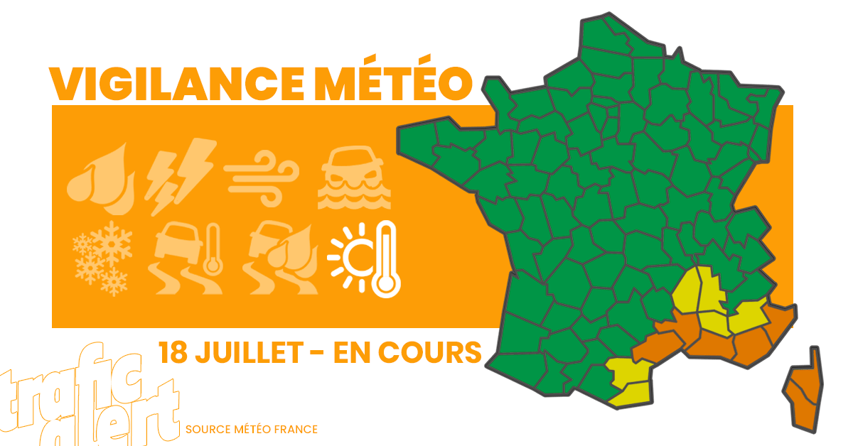 trafic_msgu's tweet photo. CANICULE | La canicule se concentre désormais sur les département côtiers du sud-est et la Corse, le mercure restera élevé avec de pointes à 40°C, notamment sur les Alpes-Maritimes.  ➡️ https://t.co/tuZoLKBNKb https://t.co/2GOOzBkb0A