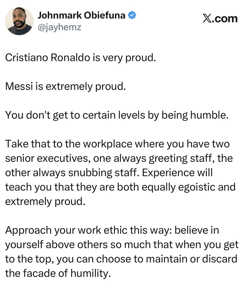 jayhemz's tweet photo. You don't reach that level with humility. https://t.co/eT10mbIrTs