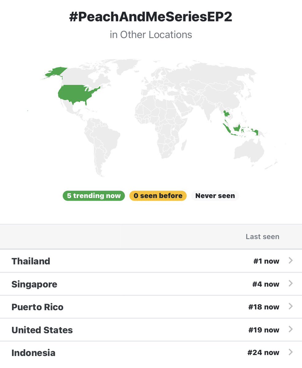ppwtrendsverse's tweet photo. Trend Update | @ppnaravit @phuwintang 

#PeachAndMeSeriesEP2
🇹🇭No.1 Thailand
🇲🇲No.2 Myanmar
🇸🇬No.4 Singapore 
🇵🇷No.18 Puerto Rico
🇺🇸No.19 United States 
🇮🇩No.24 Indonesia https://t.co/ed09UolHuK