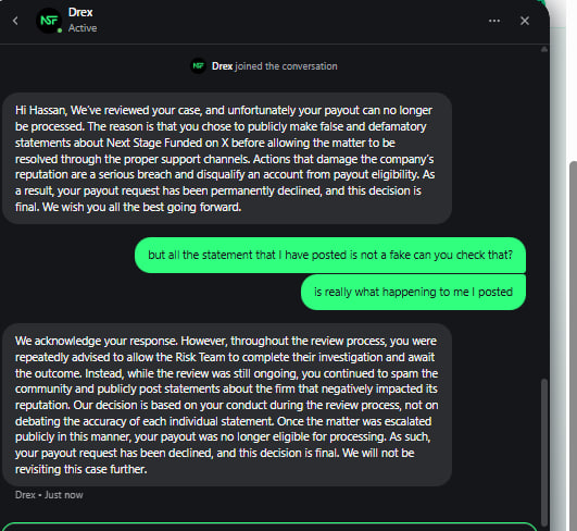 Hassan02_fx's tweet photo. 📢scam alert❌❌
After nearly two months of waiting, @Nextstagefunded rejected my payout based on what I believe were false reasons. This has made me question whether they can prove to traders that they are not scammers.❌ https://t.co/tdsg1Kya5t