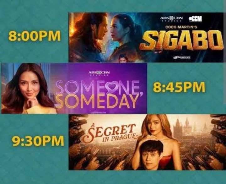 pjalmadro's tweet photo. Bagong Primetime Bida starting July 27...
8:00 PM Coco Martin's Sigabo
8:45 PM Someone Someday
9:30 PM A Secret in Prague
10:15 PM Fireworks of my Heart
#PrimetimeBida https://t.co/jn6QmXtvSH