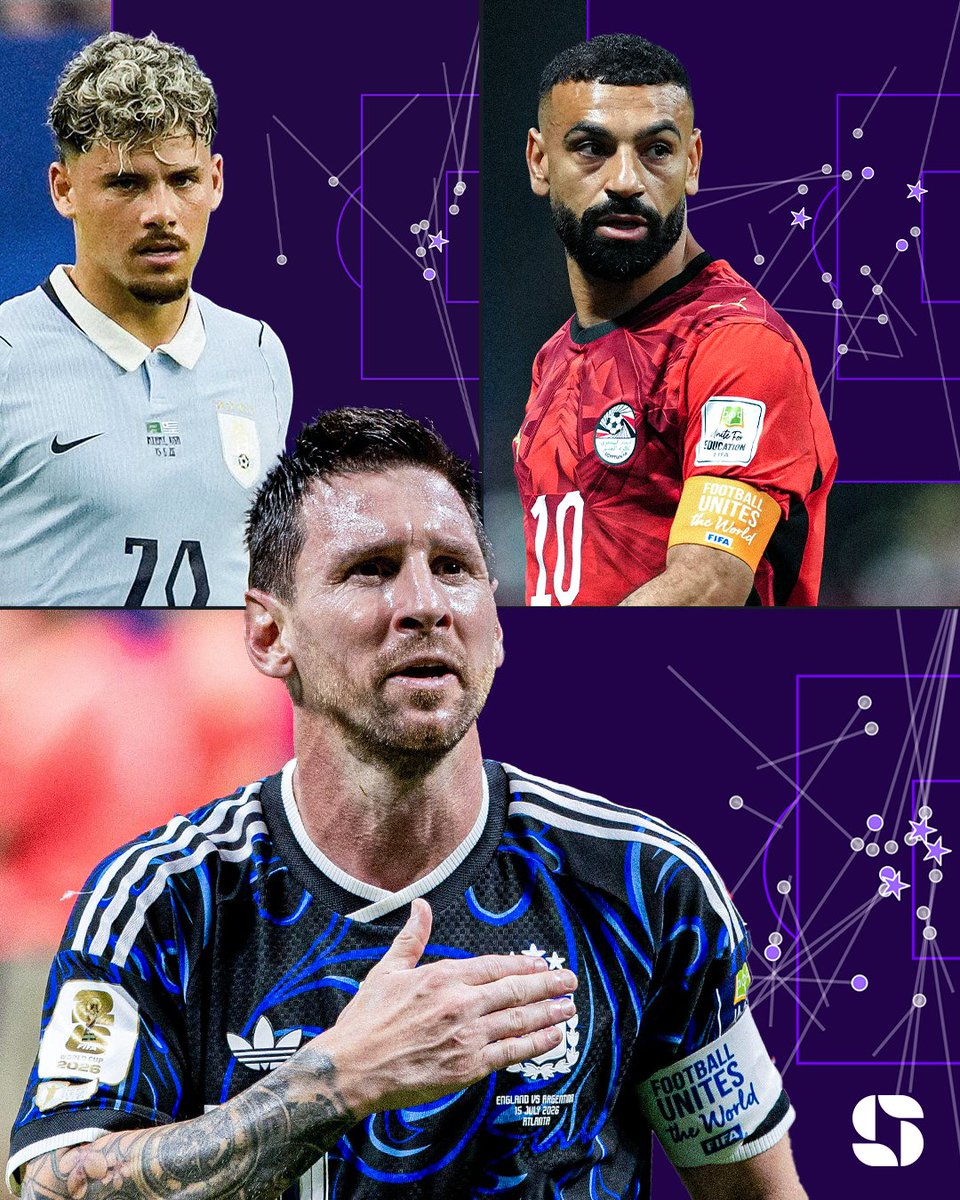 Squawka's tweet photo. The best minutes per chance created ratio of players to create 10+ at the 2026 World Cup:

◉ 24.8 - Lionel Messi
◎ 25.2 - Maxi Araújo
◎ 26.8 - Mohamed Salah
◎ 27.2 - Désiré Doué
◎ 28.8 - James Rodríguez
◎ 28.9 - Rayan

Messi magic. 🪄 https://t.co/lxtKz1Ktm4