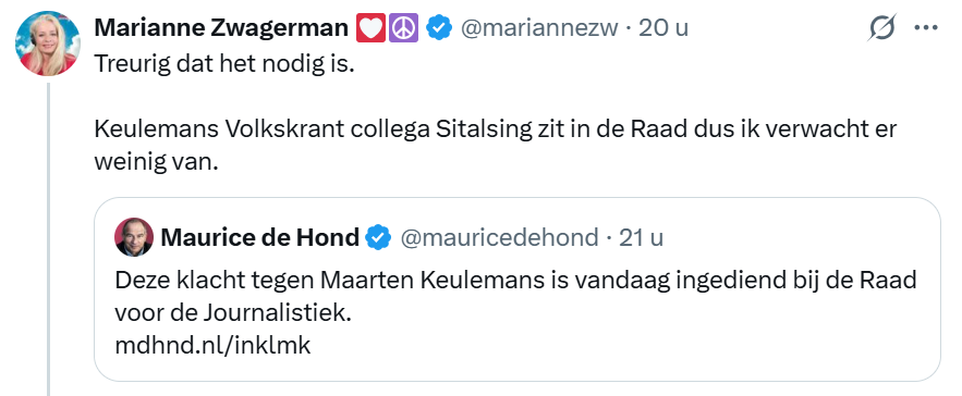 mkeulemans's tweet photo. Van @mariannezw tot @wierdduk springt de aandachtseconomie verlekkerd overeind:

"WOOOH! Die arme, belasterde @mauricedehond dient klacht in!" 🍿🍿🍿

Ehm. Trap. Er. Niet. In.

Want hoe zít dit eigenlijk? 🧵 https://t.co/fJmxhzfImi