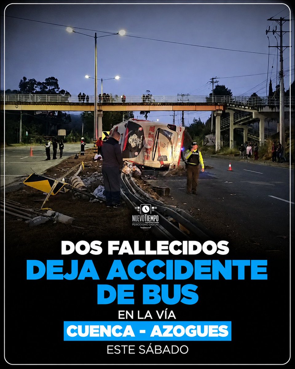 NuevoTiempoCue's tweet photo. 🔴#URGENTE | Dos personas fallecidas deja un accidente de tránsito ocurrido este sábado 18 de julio en la vía rápida #Cuenca - #Azogues, sector Rumihurco. Además varios heridos fueron trasladados a diferentes casas de salud.
Noticia en desarrollo...
#accidente #bus https://t.co/A7LfPtZioZ