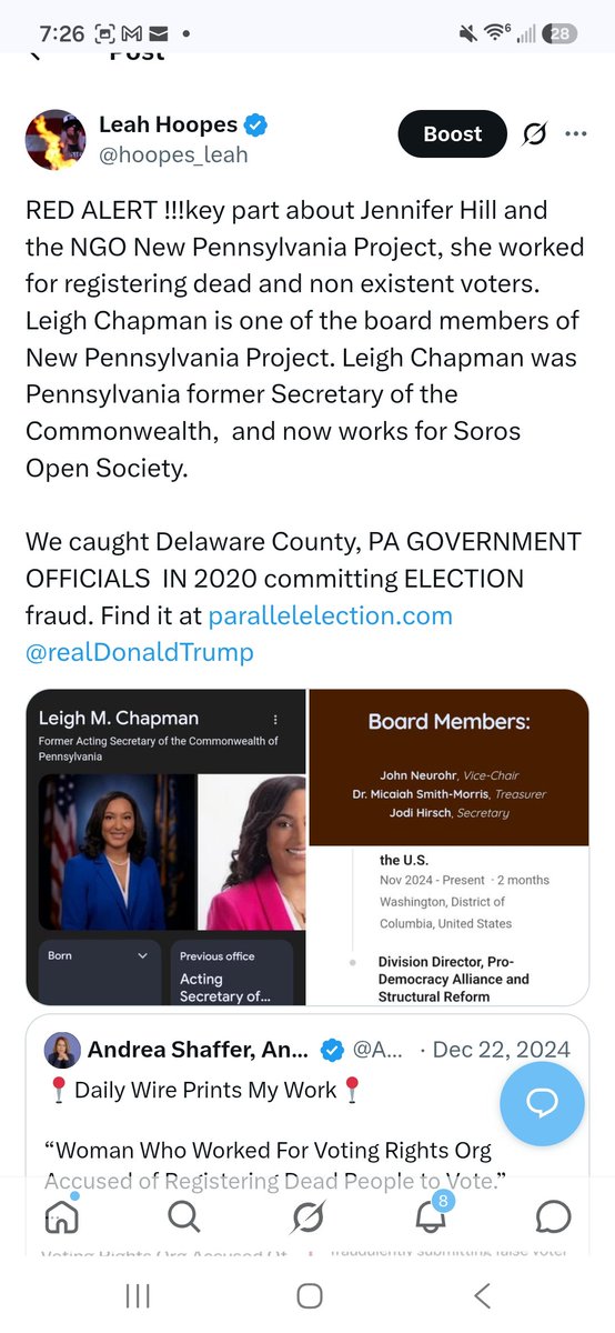 hoopes_leah's tweet photo. 🎯I've been saying this for years, and today the evidence continues to point to the same conclusion.
Scott Presler has had this wrong from the beginning.

💀Mass voter registration does not secure elections. It expands the number of records that must be created, maintained, verified, audited, and protected. The vulnerability has always been at the point of registration not just at the ballot box.

Pennsylvania's HAVA directive makes it clear that a voter registration application cannot be rejected solely because the identifying information does not match comparison databases. A non-match alone does not stop the application from moving through the process.

At the same time, DHS has reportedly reminded states that compliance with federal voter registration requirements affects federal funding, while Judicial Watch has highlighted Pennsylvania's history of non-citizens being registered through the Motor Voter system.

Think about that.

Why would anyone advocate for automatic voter registration through the DMV, hunting licenses, fishing licenses, or other government transactions when the greatest challenge is ensuring the accuracy and integrity of the information entering the system in the first place?

I wasn't chasing clicks. I wasn't building a brand. I wasn't asking for donations while promoting policies I believed created additional vulnerabilities.

I was filing Right-to-Know requests.

I was documenting election procedures.

I was publishing evidence.

I was testifying publicly.

I was fighting in court.

I was enduring six years of lawfare while many others were selling a message.

Election integrity is not a numbers game.

It is not about registering as many people as possible.

It is about ensuring every registration is lawful, accurate, auditable, and secure before a ballot is ever issued.

Bigger voter rolls do not automatically create better elections.

Secure voter rolls do.And before the bot attacks begin and the low-IQ comments start rolling in, let me save you the effort.

This isn't about jealousy. It isn't about personalities. It isn't about anyone's personal life.
I don't care if you like me.
I care whether you understand how these systems actually work.
I'm trying to hand you the keys to the kingdom after six years of living this fight not sell you a savior.

Stop looking for heroes. Start following evidence.

Think for yourself. Read the directives. Read the statutes. Read the court filings. Read the investigative reports.

Don't outsource your critical thinking to influencers mine included.

The truth doesn't care who delivers it. It only cares whether you're willing to look.
History will remember who was willing to challenge flawed systems when it was unpopular and who chose to defend or expand them.
@DHSgov @GovernorShapiro @SecMullinDHS @PatriotMarkCook