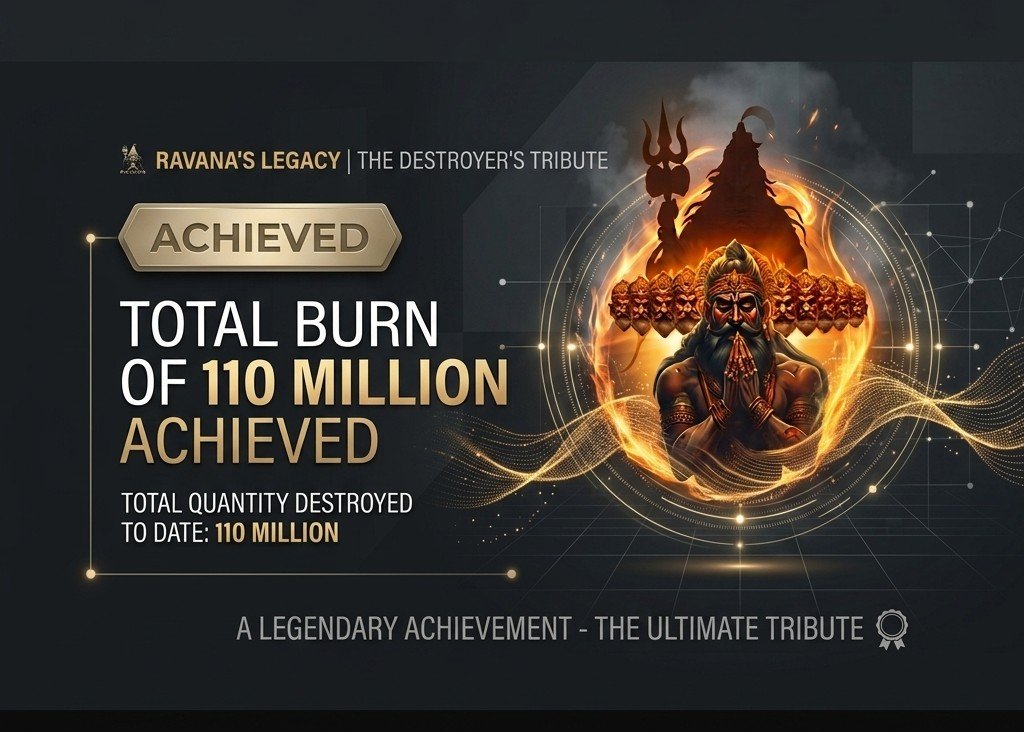 RavanaLanka77's tweet photo. 🔥 A Legendary Achievement! A Historic Milestone! 🔥
​We are thrilled to announce the successful completion of the ultimate token burn. Over 110 MILLION tokens have been permanently removed from circulation! 🌍💥
​This incredible feat is more than just a number; https://t.co/QFfmuYpNs0