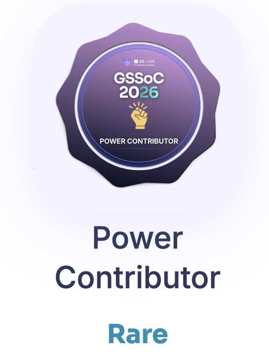 tushar31325's tweet photo. It's been a while. 😅

Starting my comeback with a milestone I'm really happy about.

Earned the Power Contributor badge in GSSoC 2026 — one of the program's rarer badges. 

Also grateful to have successfully merged 10+ quality PRs so far.

More to come. 

#GSSoC2026 #OpenSource https://t.co/5GrqIUxfDN