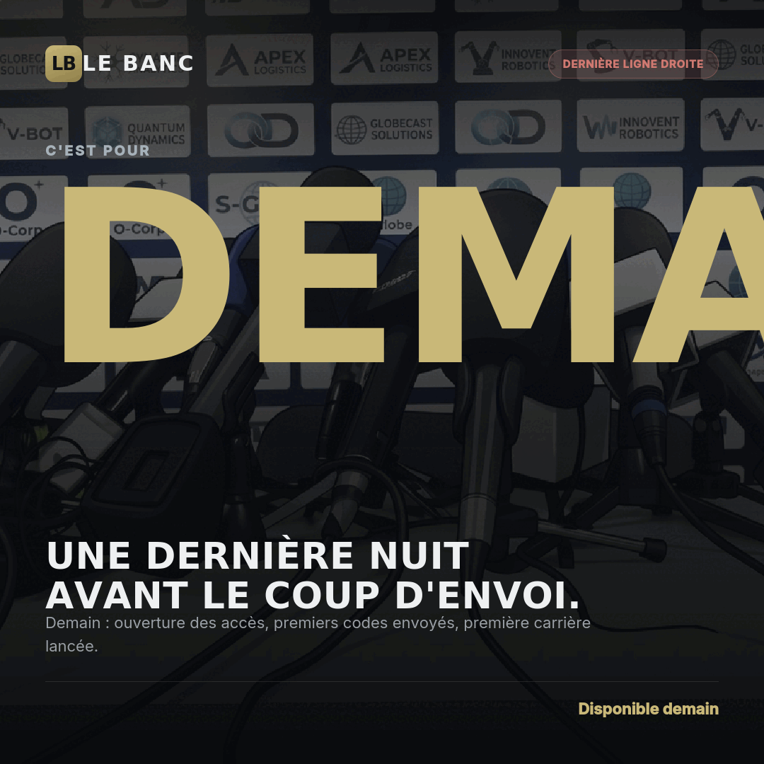 Raphpes's tweet photo. 🚨Le Banc🚨
J-1 ! 🔥
Rendez-vous demain pour découvrir Le Banc !
Les infos ici 👉 https://t.co/L7BSLAFT5c
#efootball #efootball2027 #masterleague #lebanc #raphpes https://t.co/xYpJWQ71cm
