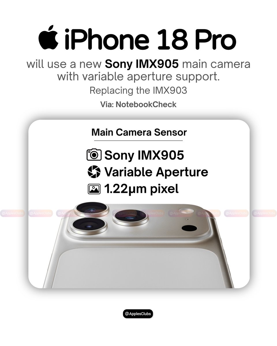 アイフォン The iPhone 18 Pro is rumored to feature Sony's new IMX905 main
