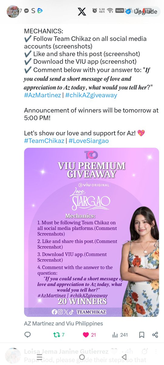 MaricrisBermud7's tweet photo. @TeamCHIKAZ @_AZMartinez @Viu_PH Tama po ba ito? Limited lng po plala ang pic Hanggang 4 lng.. https://t.co/Fp0Dmp1uKp