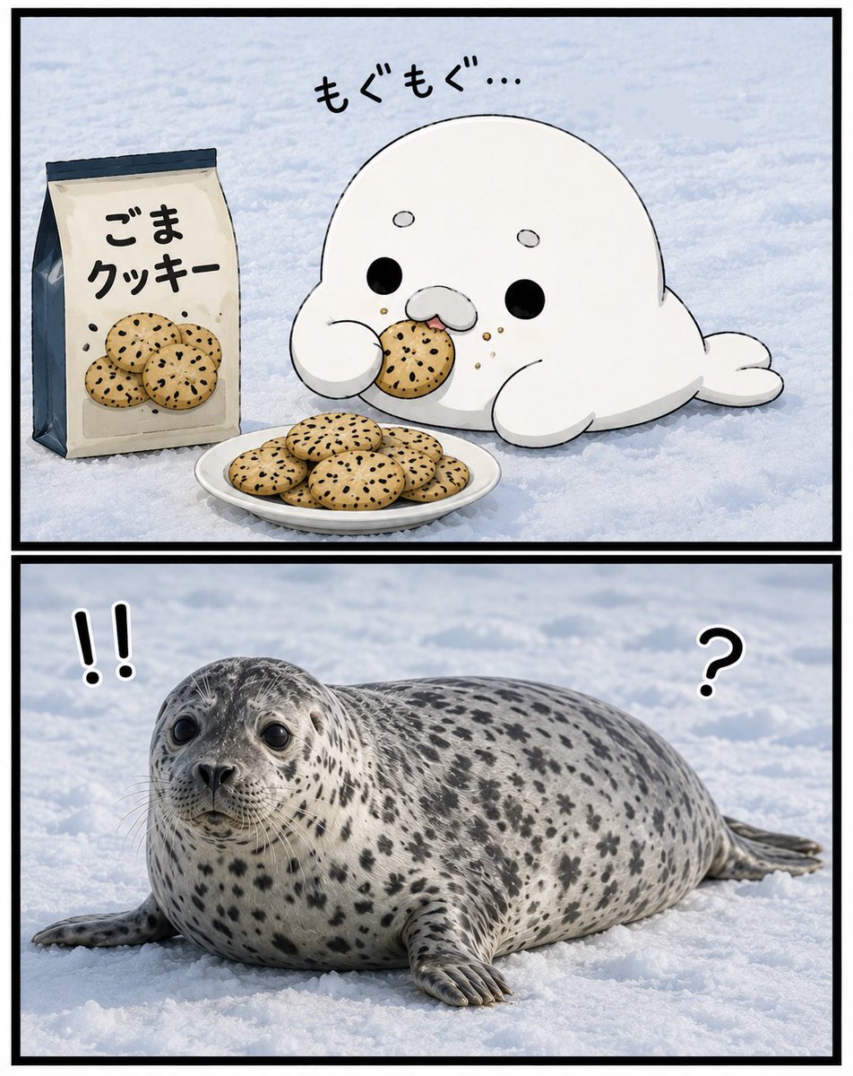 power_azarashi's tweet photo. ぱわふるあざらしマンガ

「不思議なごまクッキー🍪」

 #漫画が読めるハッシュタグ  #ゴマフアザラシ   #seal https://t.co/AxQDqkBDcl