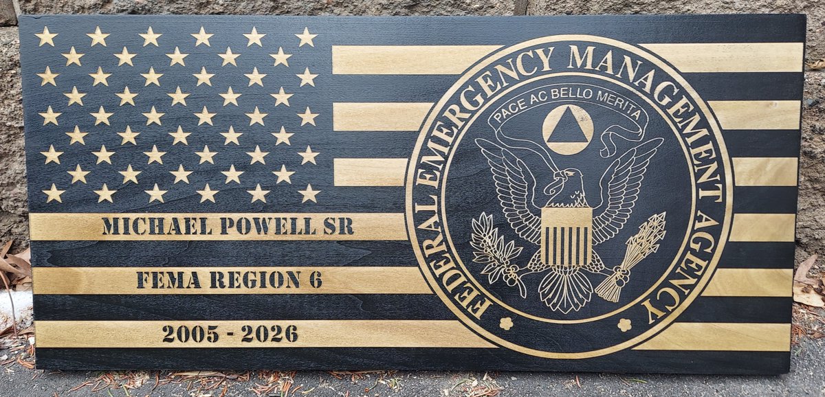 bluelinecustom's tweet photo. Custom engraved wood flag - perfect for retirements. This one for a FEMA retiring employee. https://t.co/M0dEgvRpWY #customengraved #customengraving #engravedwoodflag #flagengraving #retirementgifts https://t.co/zFimGVYvcE