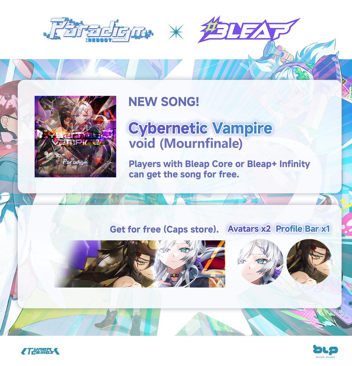 BleapFun's tweet photo. Paradigm: Reboot Collab Now Live!
The collab single "Cybernetic Vampire" - void (Mournfinale) has arrived in Bleap!
#Bleap #Paradigm