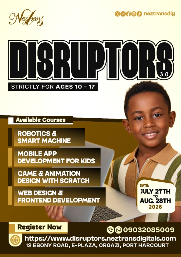 NeztransDig's tweet photo. This holiday, swap screen time for skill time. 
Let your 10-17 year old learn robotics, app development, game design, and web development with Neztrans Digitals.

https://t.co/Yb3PVvpCVp https://t.co/4QKD2idxqN