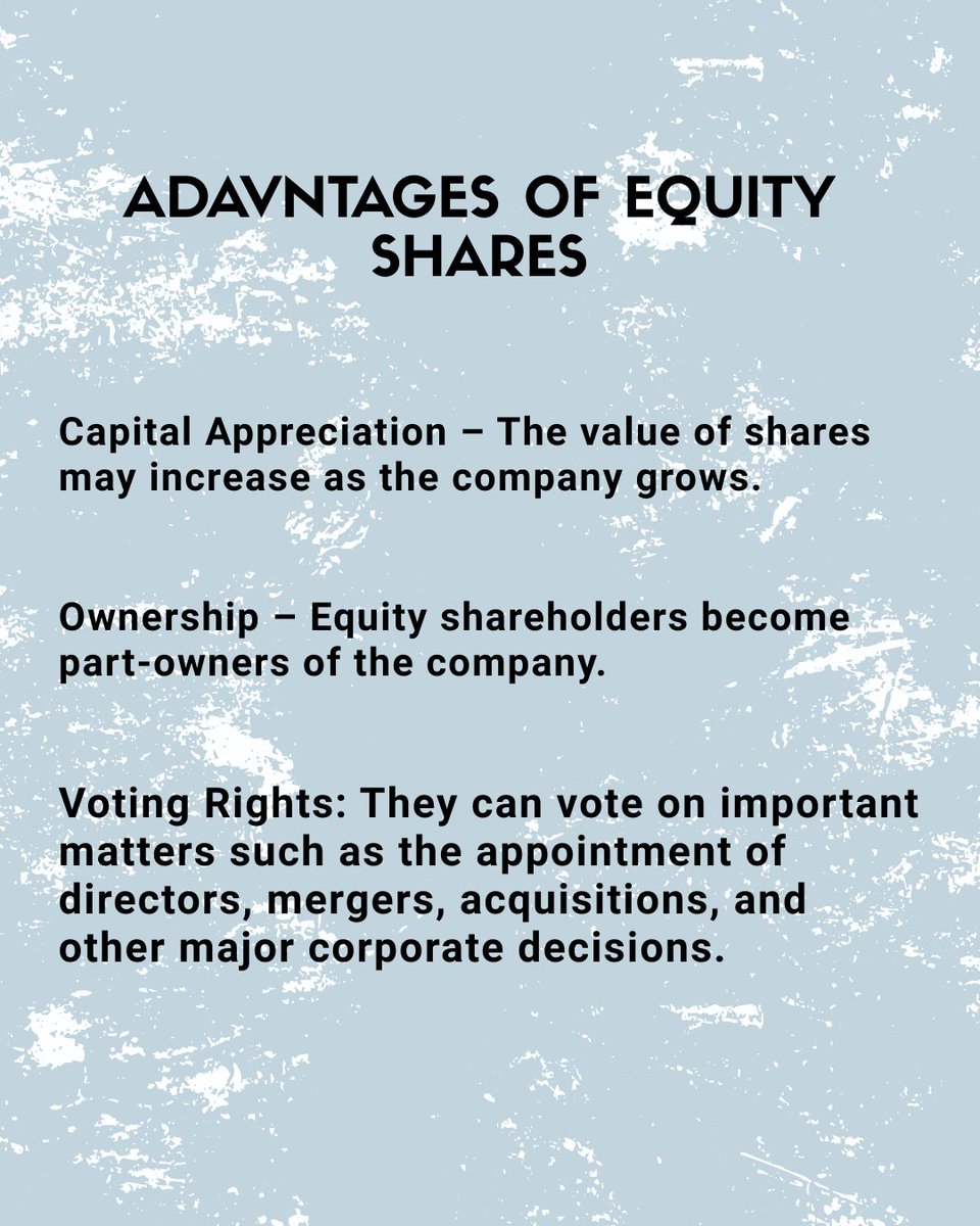 FMStockTalk's tweet photo. Equity shares offer ownership, voting rights, dividend opportunities, and long-term wealth creation through capital appreciation.

#EquityShares #StockMarket #Investing #ShareMarket #CorporateFinance #InvestorEducation #FinancialLiteracy #CapitalMarkets #Wealth #FinancialMindss https://t.co/3gz9vMaGCR
