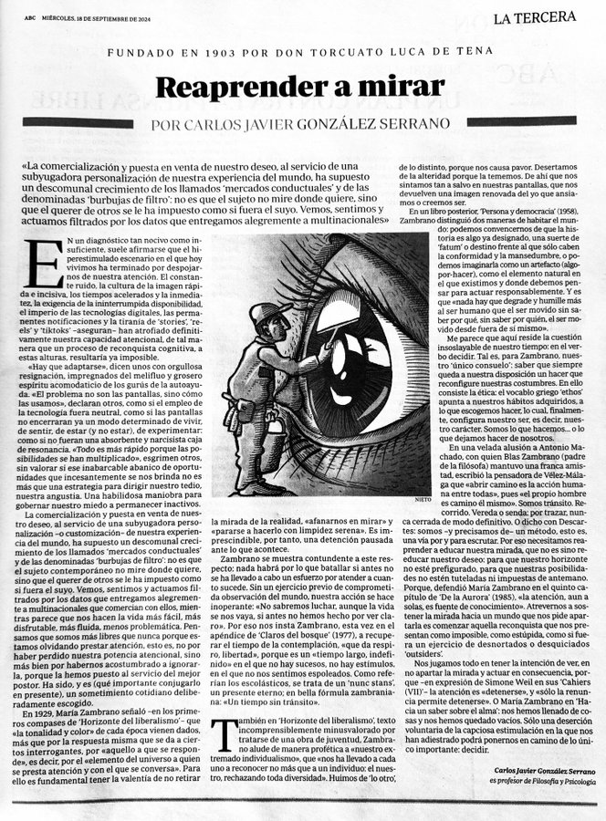 virginiog's tweet photo. Conquistar la atención es un acto revolucionario
Reaprender a mirar es reconquistar tu libertad.  
En un mundo de estímulos infinitos, la atención es el último acto de rebeldía

Como dice Zambrano: "Mirar" nos devuelve el poder de decidir quiénes somos. https://t.co/GWXV2pk7I0