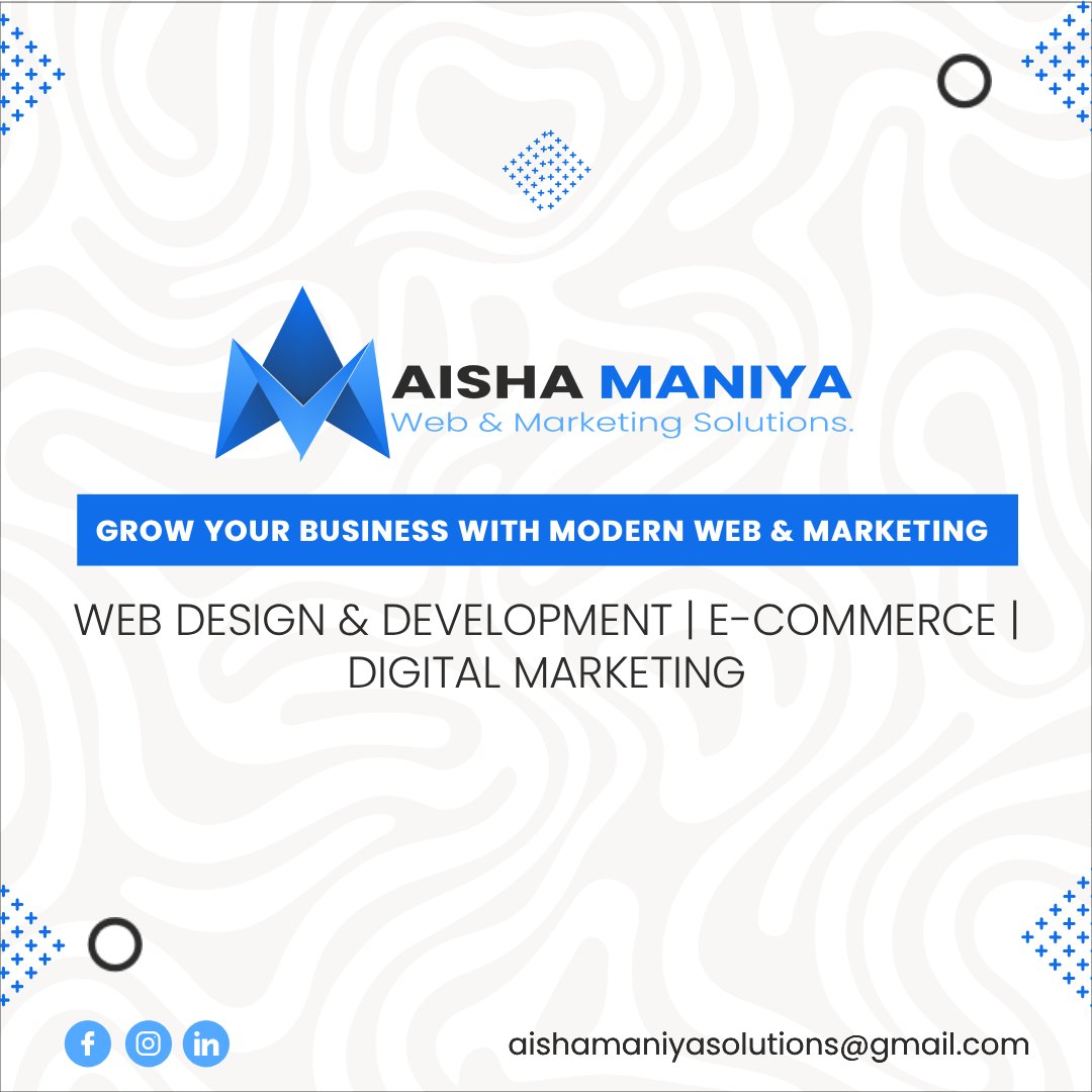 amsolutionspk's tweet photo. 🚀 Grow Your Business with Modern Web &amp; Marketing Solutions!

Looking to build a strong online presence? At Aisha Maniya Web &amp; Marketing Solutions, 

#WebDesign #WebDevelopment #DigitalMarketing
#BusinessGrowth #aishamaniya https://t.co/A3KxNy1Wo6