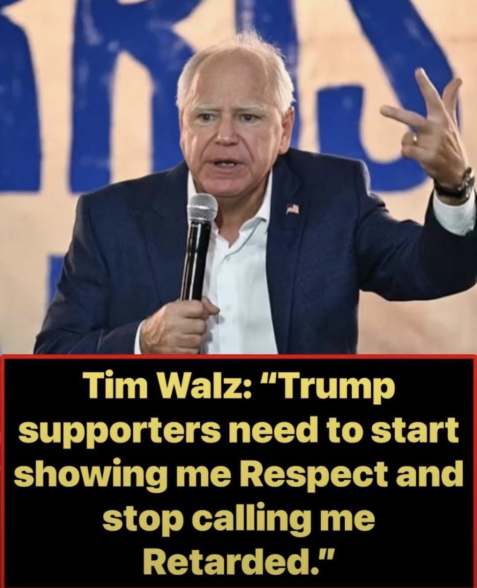 Rocketman27363's tweet photo. Tim Walz: "Trump supporters need to start showing me Respect and stop calling me
Retarded."

Your thoughts? https://t.co/yjMluImCRh