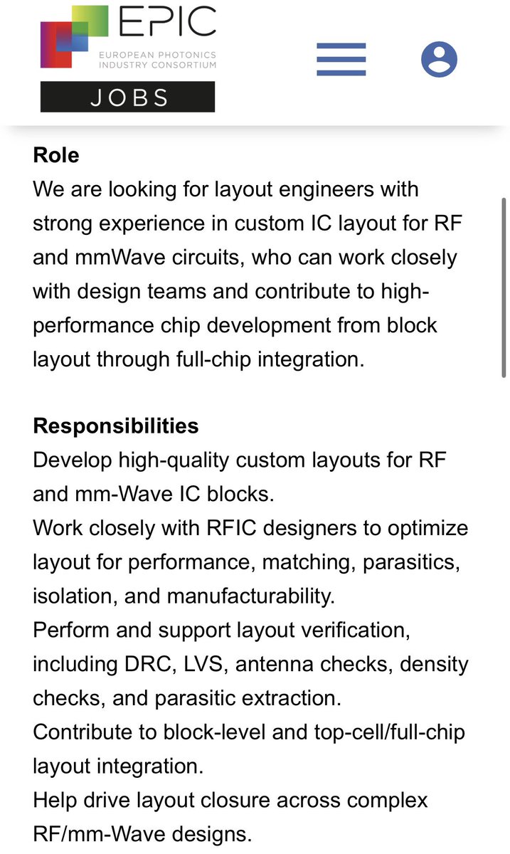 Sofigoodboy's tweet photo. $sive 인도에서도 뭐 하고 있나봄

- RF and mmWave IC Layout Engineer

Wireless 분야인 거 같은데 인도에서도 좋은 소식 좀 가져와보자! https://t.co/jJ2PkRpqs9