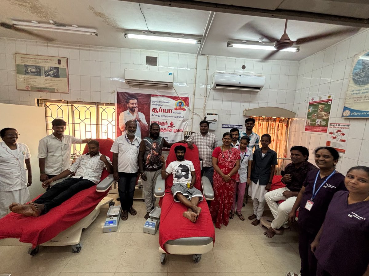 Suriya_AISFC's tweet photo. As part of @Suriya_offl anna's Birthday celebrations, Theni North District Fans Club successfully conducted a blood donation camp as part of its welfare initiatives. 🩸

#SFCWelfareWorks ❤️ https://t.co/5SI1OSoP1P
