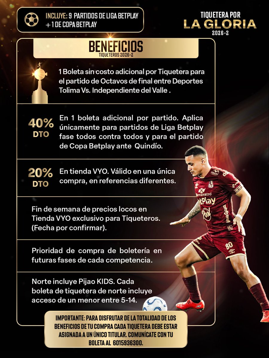 cdtolima's tweet photo. 🔥🔥 FALTA 1 DÍA🔥🔥
TRIBU PIJAO NO DEJES IR ESTOS PRECIOS.

👉🏽 https://t.co/2KjxYOsSmB

3 Torneos, 10 partidos más el partido por Copa Libertadores incluido sin costo adicional.

Aquí están los mejores descuentos vs. boleta suelta del semestre. 

Adicional el fábuloso descuento en segunda boleta único para Tiqueteros. Beneficios en Tienda VYO. Prioridad en siguientes fases. Reservas por antigüedad. 

Todos los medios de pago y financiamiento con addi.

¡No lo dejes para último momento!

Es la oportunidad más económica de acompañar a nuestra TRIBU, al ORGULLO de nuestra tierra desde el lugar donde realmente se siente la pasión, NUESTRO ESTADIO.

¡VAMOS TODOS JUNTOS COMO GUERREROS A LUCHAR POR LA VICTORIA!