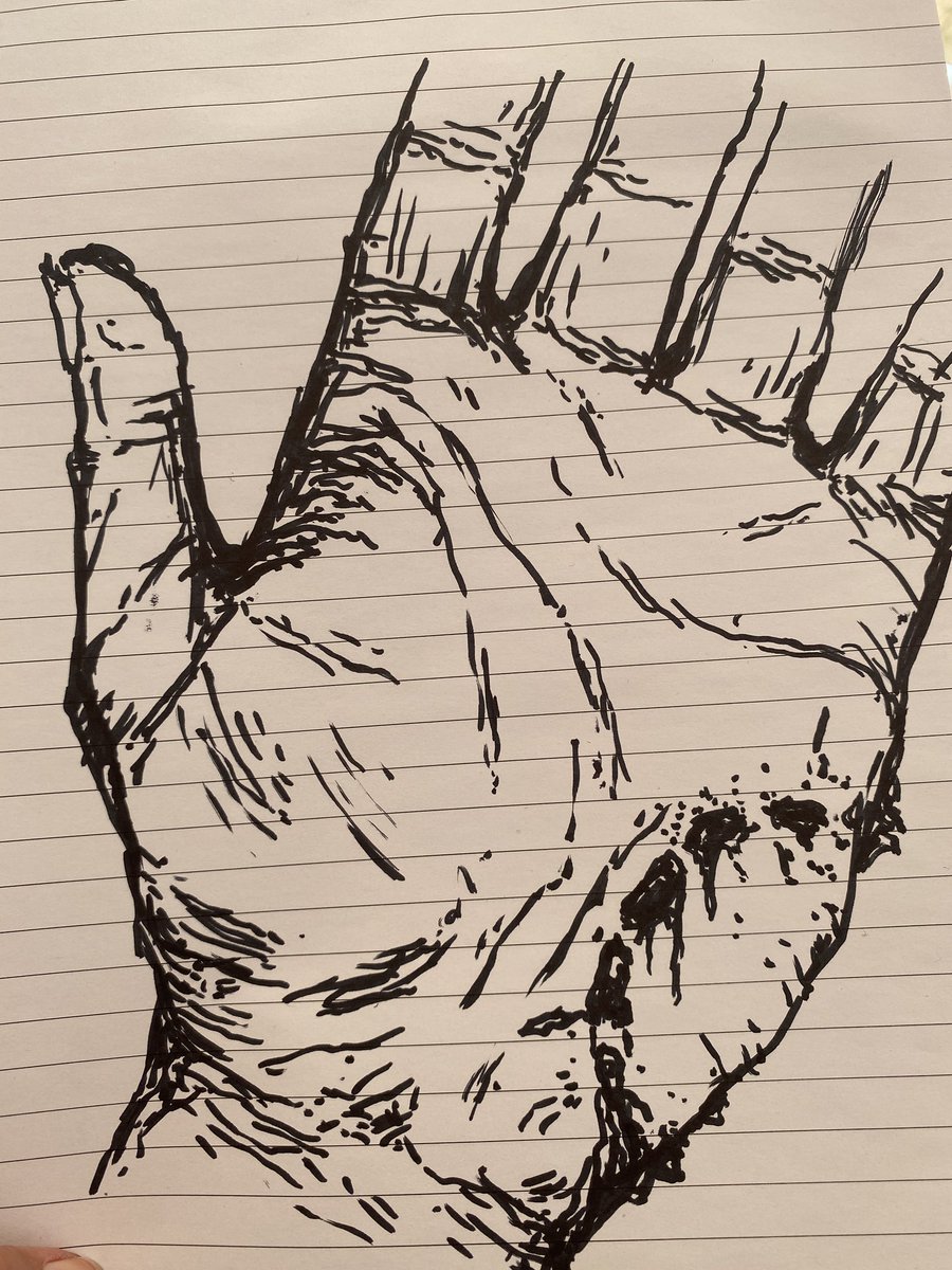 AbingtonJake's tweet photo. Random zombie bite sketch for the new Zombie Survivor RPG. Now to scan, up the contrast, print, paint and then scan again. Maybe some changes digitally afterwards. https://t.co/Tife0P4ngg