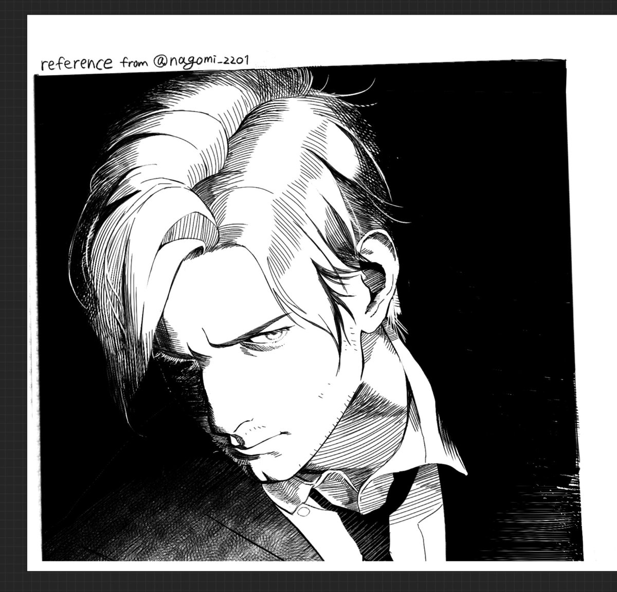 HIDEYO_Hideaway's tweet photo. It’s practice with a reference. I wanna draw Leon so he looks more like himself and is even cuter.🥺 https://t.co/ymGwnXmxnk