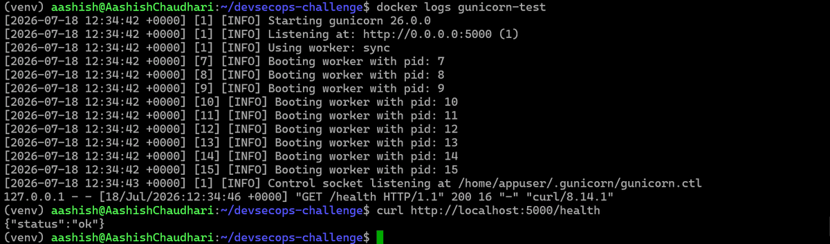 aashishhq's tweet photo. #LSPPDay48 — Replaced Flask's dev server with Gunicorn in production! Multiple worker processes, request limits, graceful restarts, and proper production hardening. No more "WARNING: This is a development server" 
 @lftechnology #60DaysOfLearning2026 #LearningWithLeapfrog https://t.co/LG2iqhs9bJ