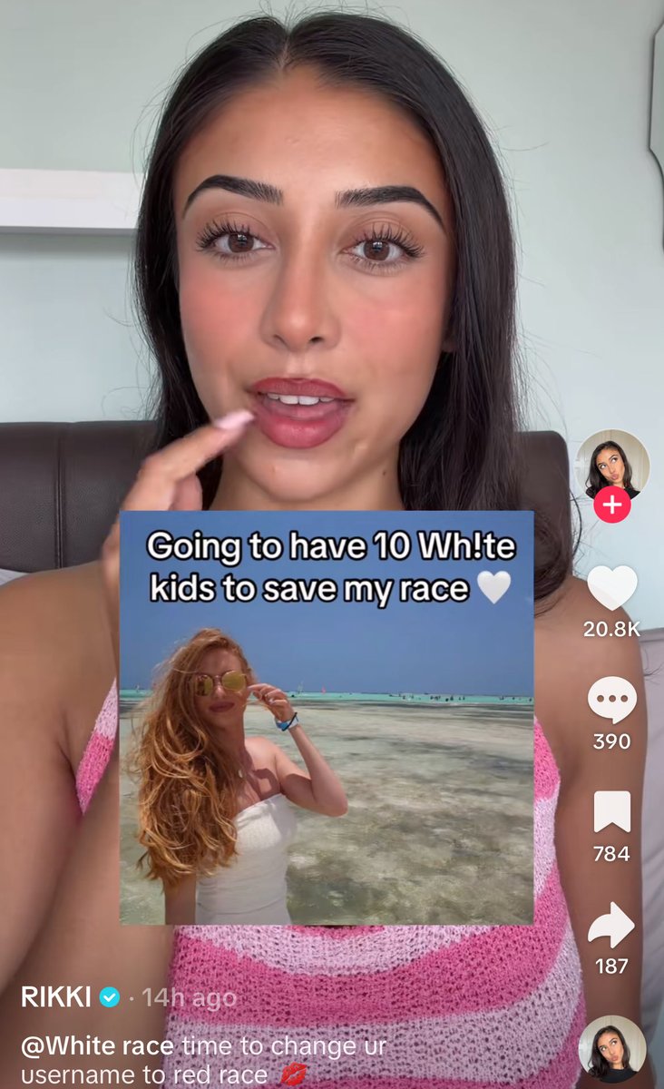WhiteRacee's tweet photo. Aw I love how the comments are defending me haha! People like her are so jealous of white girls. Cry some more babe because you’re BROWN. https://t.co/jjZz2sZ9CV