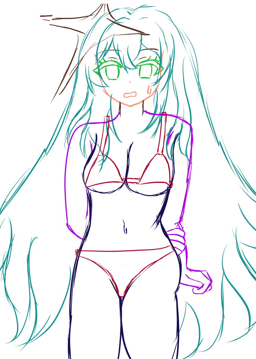 ponzu5142's tweet photo. wip!!水着イクシアさん！ https://t.co/qOgj8VIoIU
