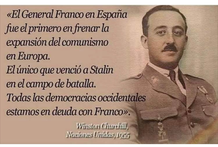Luis61053512's tweet photo. “Todas las democracias occidentales estamos en deuda con Franco”

Sir Winston Churchill, discurso en Naciones Unidas 1955 https://t.co/MQ0QZg320z