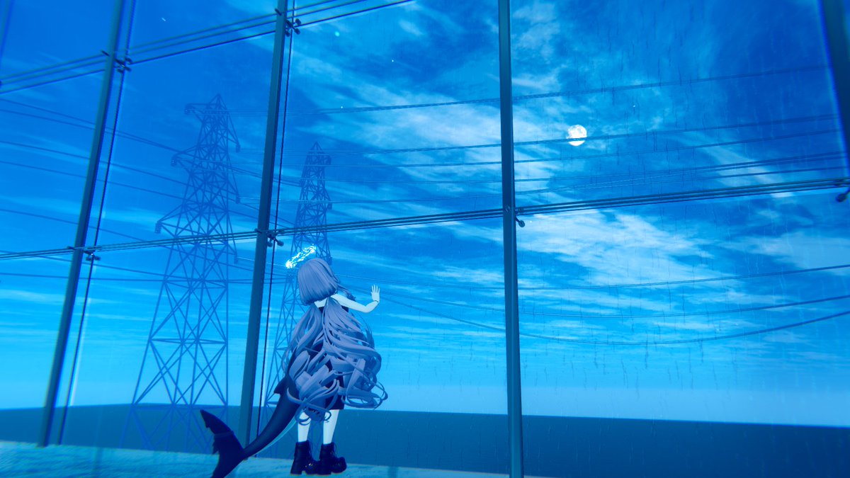 kokonoe_vrc's tweet photo. 🌐liminarias
雨が打ち付けられるガラス張りの建物
空には月が浮かび、夜に差し掛かっているのか明けていくのかわからない曖昧な色をしている
1階には喫煙所、上にはチル部屋があり雨音を聞きながら静かに過ごせる
中でも雨が降ってると思ったら天井の一部が開けていてそこから入ってきてるらしい https://t.co/eBCzsKwK8r