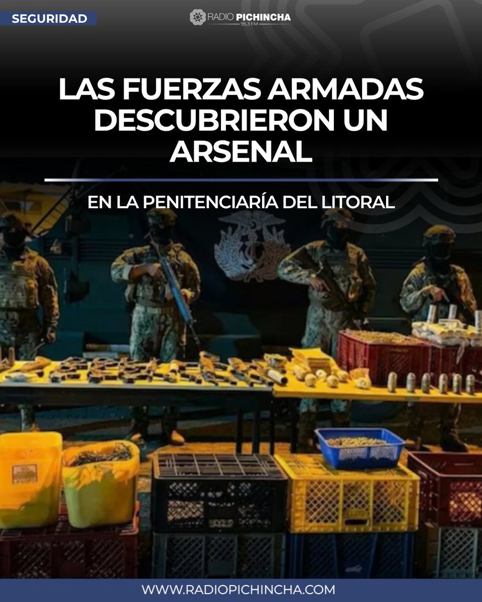 radio_pichincha's tweet photo. 🔒 #Seguridad | Entre el armamento encontrado en la Penitenciaría del Litoral constan 80 granadas, 12.000 municiones y ocho fusiles.
#LaRadioDeLasNoticias

Aquí los detalles 👉 https://t.co/MbAQWrVcxK https://t.co/TwfHAnOeWL