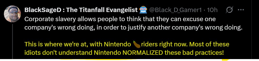 NintyPrime's tweet photo. People are so up in their agendas. You originally claimed the following (see image I attached). So, let's fix your revisionist history claims:
"Those key cards are a good indicator that Nintendo wants to end physical game production"
Game Key-Discs have existed since the PS4 and Xbox One, long before Switch 2 was even a concept. You likely didn't know, because they didn't slap giant labels on the box. Nintendo did, to be transparent. So, they didn't "normalize it". PS4 sold over 100M units. PS5 is almost at 100m units. Both have game key discs. Toss Xbox in, and it's around 300m total unit sales of consoles that use game key discs... before Switch 2 even launched.
I could go into the counter argument that GKC is actually keeping physical around, but I am just here to correct factual misinformation based off your own claims, not to counter argue opinions. Just facts.
"so that they can control the prices of the games they sell on their platform 100%"
Nintendo doesn't dictate third party prices of games. The fact you're trying to use GKC as some sort of representative of price controlling is very weird.
GKC being at retail actually ensures retailers can lower prices too. But hey, let's pretend them existing... = Nintendo controls pricing for some reason?