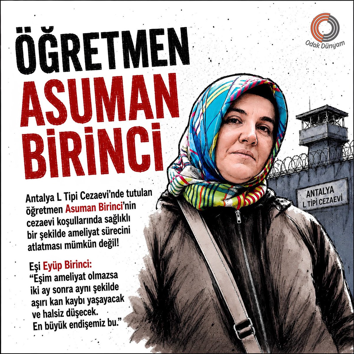 Fdesebe's tweet photo. AsumanÖğretmene Tahliye 

Hasta birini tutuklu yargilamak hangi vicdana sigar https://t.co/6WfIq7BoZq