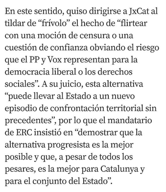 abel_riu's tweet photo. Junqueras ja parla com un baró del PSOE, alertant del risc d"una nova confrontació territorial". Potser ja considera la unitat d'Espanya com un valor a preservar. L'adopció del marc mental espanyol per part dels espais polítics catalans alimenta l'espanyolització del nostre país. https://t.co/awAuJGFfsj