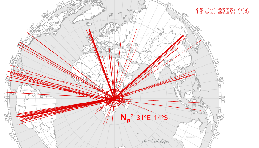 EthicalSkeptic's tweet photo. Now up to 114 obsequient ancient monuments and megaliths...  85% of those surveyed thus far.

All satellite shots and azimuth calcs/comparatives are at my website for review.

However, nitpicking at the tolerances/trivial alignments will not eliminate this 1 in 10^14 effect. One is just tweaking the level of impossibility.