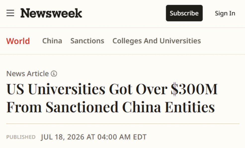 EYakoby's tweet photo. BREAKING: A new report has revealed that US Universities received over $300 million from sanctioned Chinese entities.

Universities who do this should be immediately stripped of their federal funding. https://t.co/oaxStsc1QW