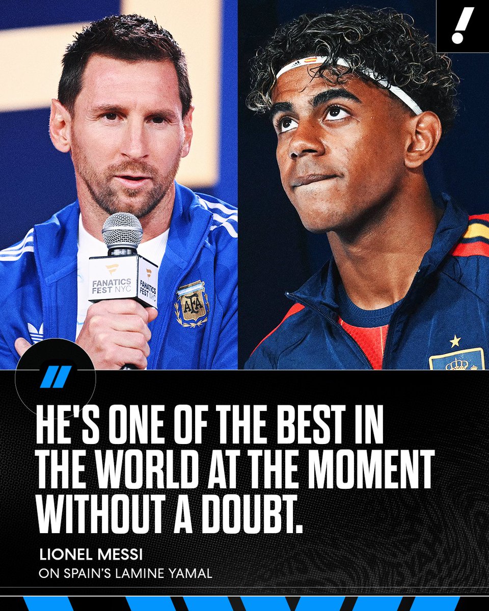 YahooSports's tweet photo. Lionel Messi has high praise for Lamine Yamal ahead of their World Cup final matchup 🤝 https://t.co/0HWSHEd0Bq