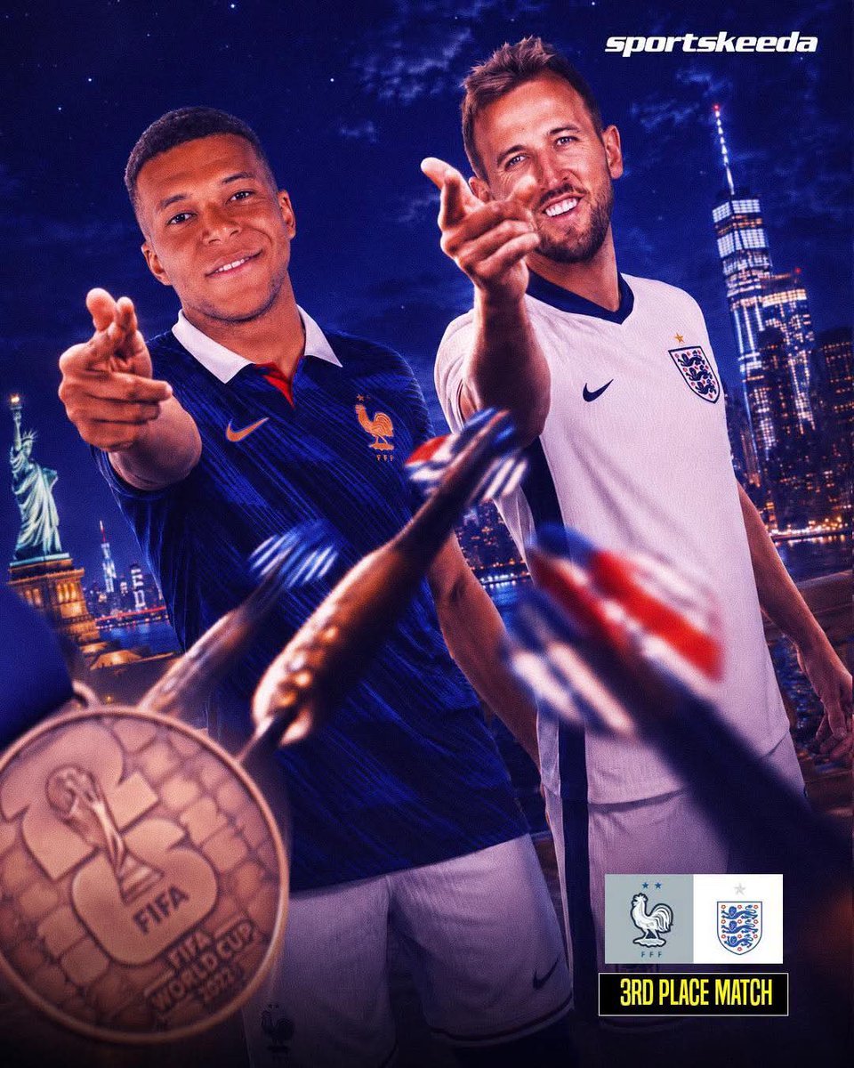 BattleBenctbli's tweet photo. 🇫🇷🏴󠁧󠁢󠁥󠁮󠁧󠁿 England and France go head-to-head in the FIFA World Cup third-place play-off.🌎🍿

Who will finish the tournament with a win and claim the bronze medal? 🥉

#France #England #FIFAWorldCup #WorldCup2026 https://t.co/uLrI1Ni7fU