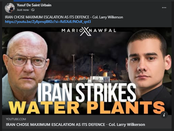 YUrbai's tweet photo. IRAN CHOSE MAXIMUM ESCALATION AS ITS DEFENCE - Col. Larry Wilkerson https://t.co/oFFwsDeYJ5 via @YouTube https://t.co/gbP6Cz3Ncc